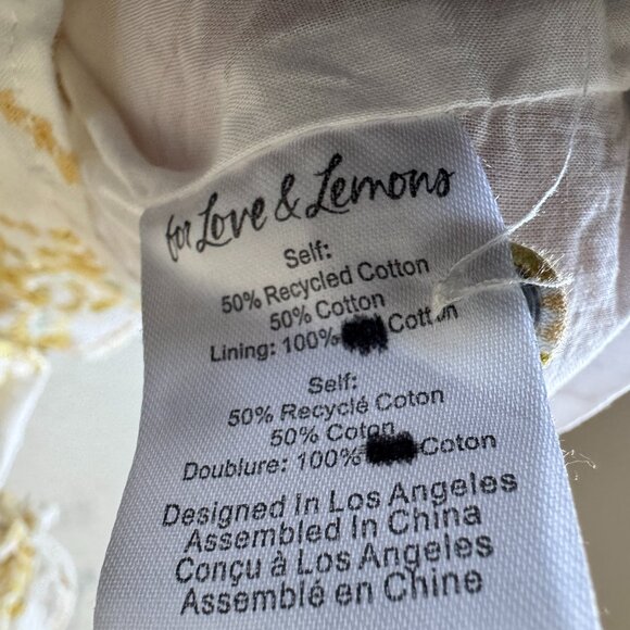 For Love & Lemons Lucie Midi Dress Smocked Bodice Ruffle Puff Sleeves Skirt Slit - Picture 8 of 16